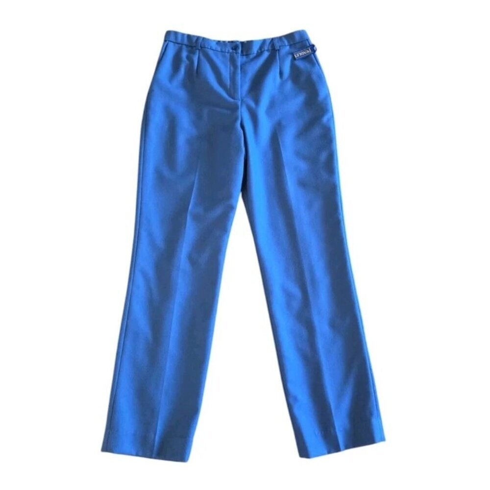 Pendleton Blue Virgin Wool Fully Lined Straight Leg Pleated Pants USA Made Sz 12